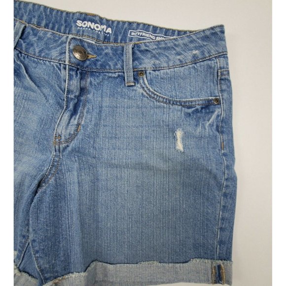 Sonoma Womens shorts sz10 Boyfriend Short light distressing mid rise cuffed hem - Picture 5 of 6